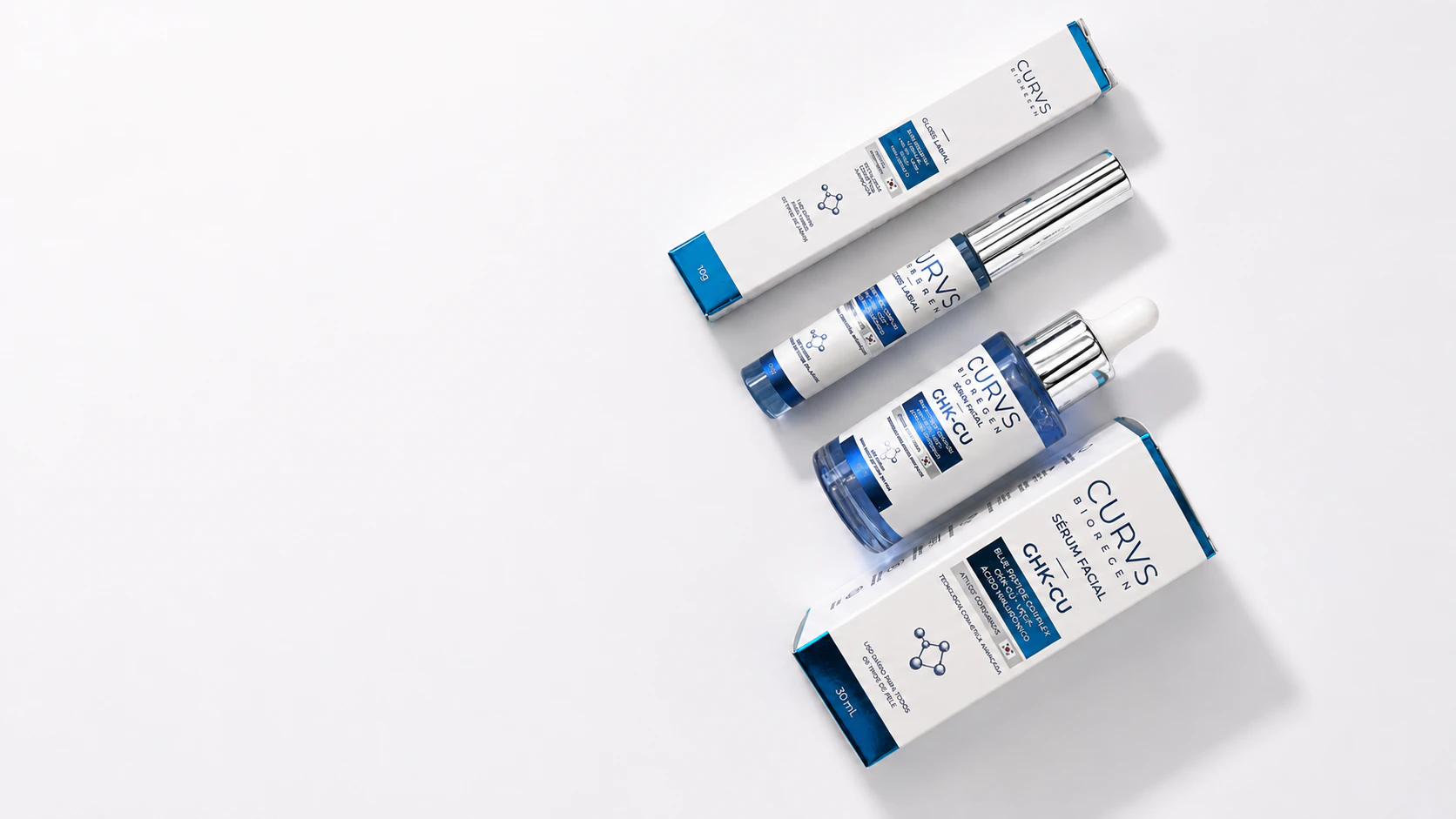 Linha CURVS BIOREGEN com sérum facial e gloss labial GHK-Cu