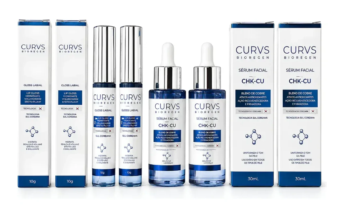 Kit duplo CURVS BIOREGEN com séruns faciais e glosses labiais