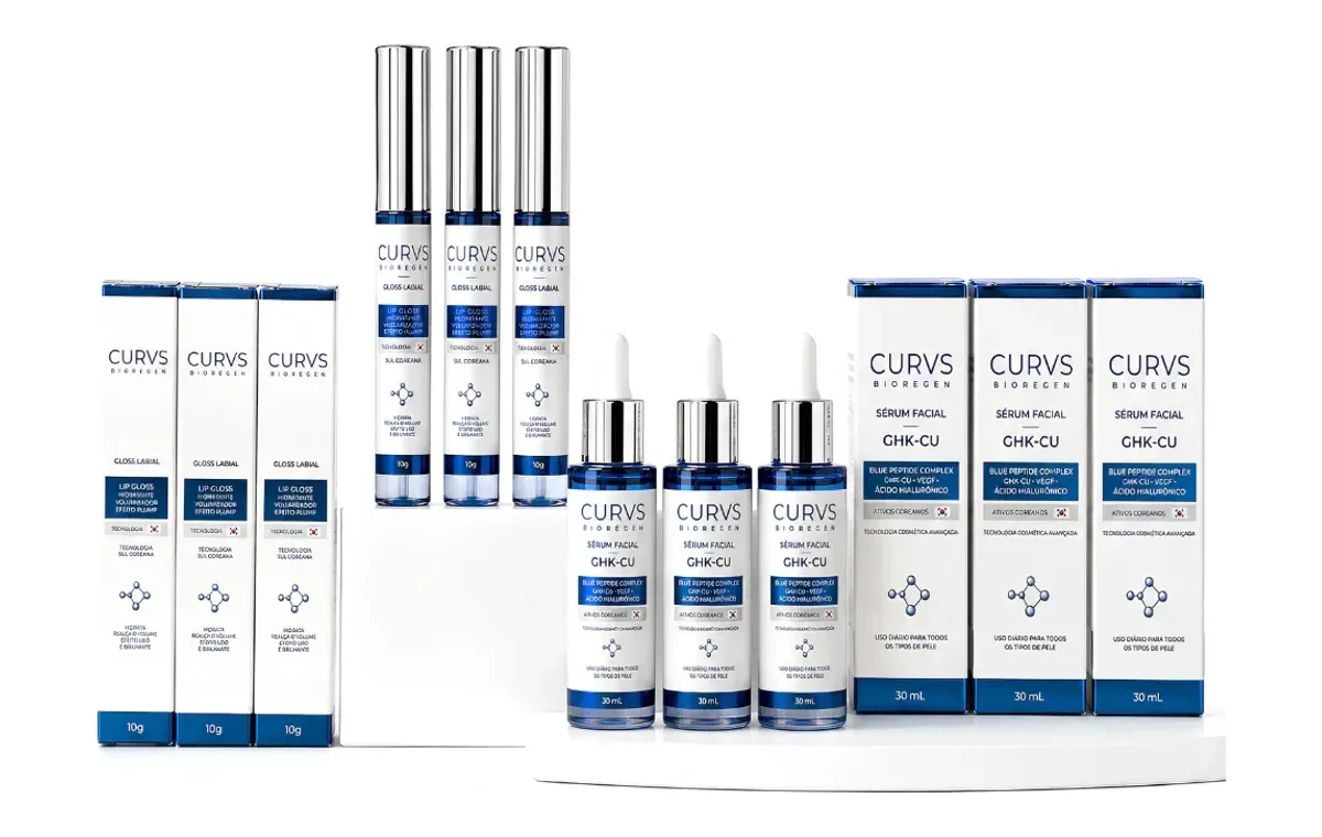 Kit triplo CURVS BIOREGEN com séruns faciais e glosses labiais